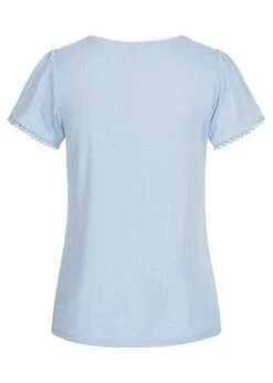 ONLY Damen Viskose T-Shirt Mit Häkelbordüre Am Saum Cashmere Blau -ModeWelt Verkäufe 22050037 1