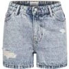 ONLY Damen NOOS High-Waist Mom-Fit Shorts 5-Pockets Destroyed Look Bleached Blau -ModeWelt Verkäufe 22050057