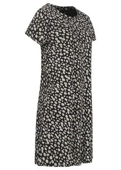 ONLY Damen Sommer Kleid AOP Blumen Print Kurzarm Schwarz Weiss Gelb -ModeWelt Verkäufe 22050074 1
