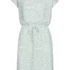 ONLY Damen Viskose Kleid Mit AOP Grafik Print Bindegürtel Rückenausschnitt Pastel Türkis -ModeWelt Verkäufe 22050077