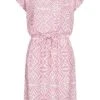 ONLY Damen Viskose Kleid Mit AOP Grafik Print Bindegürtel Rückenausschnitt Sachet Rosa -ModeWelt Verkäufe 22050078