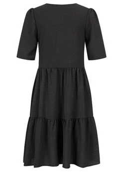 ONLY Damen V-Neck Midi Kleid Mit Halber Knopfleiste & Gepuffte Ärmel Schwarz -ModeWelt Verkäufe 22050155 2