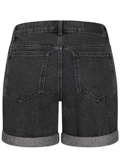 VILA Damen High-Waist Denim Shorts Mit Beinumschlag 5-Pockets Schwarz -ModeWelt Verkäufe 22050229 2