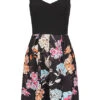 Cloud5ive Damen V-Neck Kleid Mit Blumen Print & Verstellb. Trägern Schwarz Mc -ModeWelt Verkäufe 22056569