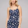 Cloud5ive Damen Kurzes Viskose Trägerkleid Mit Blumen Print Navy Blau -ModeWelt Verkäufe 22056574