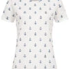 Cloud5ive Damen T-Shirt Mit AOP Anker Muster Weiss Navy