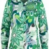 Cloud5ive Damen Flower Satin Bluse Mit Knopfleiste Grün -ModeWelt Verkäufe 22056624