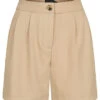 Pieces Damen High-Waist Shorts Mit Knopfverschluss 2-Pockets White Pepper Beige -ModeWelt Verkäufe 22060025