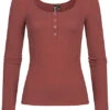 Pieces Damen NOOS Ribbed Longsleeve 4 Druckknöpfe Apple Butter Rot Braun -ModeWelt Verkäufe 22060103