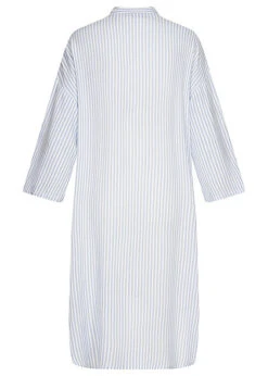 VILA Damen 7/8 Arm Viskose Blusenkleid Mit Stehkragen & Knopfl. Streifen Weiss Blau -ModeWelt Verkäufe 22060126 2