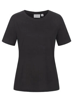 VILA Damen NOOS Tencel Modal T-Shirt Schwarz