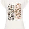 Seventyseven Lifestyle Damen Pailletten T-Shirt AMAZING Mit Leo Glitzer Print Off Weiss