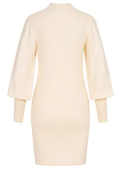 Vero Moda Damen High-Neck Kleid Mit Ballonärmeln Birch Beige -ModeWelt Verkäufe 22080008 2