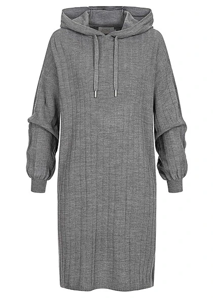 ONLY Damen Strickkleid Mit Kapuze Und Strukturstoff Medium Grau Melange -ModeWelt Verkäufe 22080139