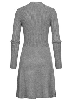 ONLY Damen Langarm Strickkleid Mit Zipper Und Strukturstoff Medium Grau Melange -ModeWelt Verkäufe 22080179 2