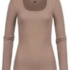Pieces Damen NOOS Longsleeve Pullover Mit Strukturstoff Fossil Braun
