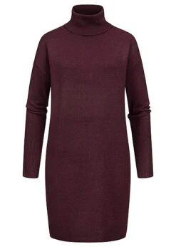 Vero Moda Damen NOOS Kleid Strickkleid Langarm Rollkragen Winetasting Bordaux Rot