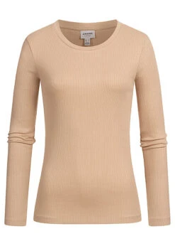 Aware By Vero Moda Damen NOOS Ribbed Longsleeve Nomad Beige