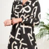 Cloud5ive Damen Kleid Mit Knopfleiste Und Buchstaben Print Schwarz Beige 2 Cloud5ive Damen Kleid Mit Knopfleiste Und Buchstaben Print Schwarz Beige -ModeWelt Verkäufe 22106398