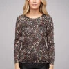 Cloud5ive Damen Langarm Shirt Longsleeve Mit Animal Print Schwarz Beige