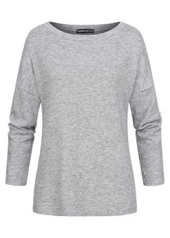 Cloud5ive Damen Turn-Up Langarm Shirt Mit Rundhals Grau -ModeWelt Verkäufe 22106417 2