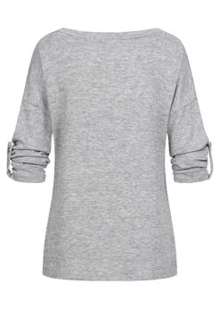 Cloud5ive Damen Turn-Up Langarm Shirt Mit Rundhals Grau -ModeWelt Verkäufe 22106417 3