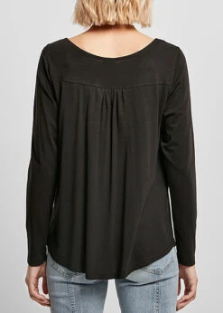 Urban Classics Damen Viskose Longsleeve Mit Knopfleiste Schwarz -ModeWelt Verkäufe 22110028 2