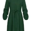 Cloud5ive Damen Langarm Musselin Uni-Kleid Mit Bindedetail Dunkel Grün 2 Cloud5ive Damen Langarm Musselin Uni-Kleid Mit Bindedetail Dunkel Grün -ModeWelt Verkäufe 22126602