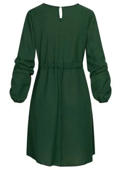 Cloud5ive Damen Langarm Musselin Uni-Kleid Mit Bindedetail Dunkel Grün -ModeWelt Verkäufe 22126602 2