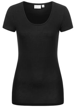 VILA Damen NOOS Basic T-Shirt Mit Rundhals Schwarz