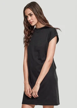 Urban Classics Damen Kurzarm Kleid Mit Rundhals Schwarz -ModeWelt Verkäufe 23010035 1