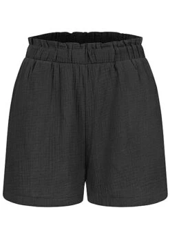 Vero Moda Damen NOOS Paperbag High Waist Shorts Schwarz