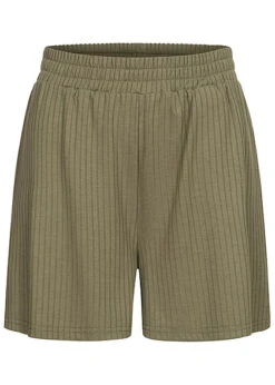 Pieces Damen NOOS Shorts Kurze Hose Mit Gummibund Strukturstoff Deep Lichen Grün