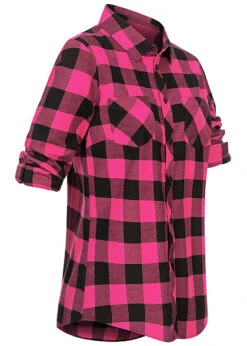 Urban Classics Damen Bluse Turn Up Hemd Karo Muster Wildviolet Schwarz -ModeWelt Verkäufe 23030200 2