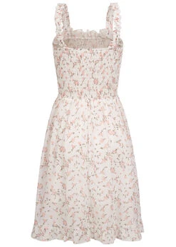 Cloud5ive Damen Träger-Kleid Mit Rüschendetails Und Blumen Print Weiss -ModeWelt Verkäufe 23036669 2