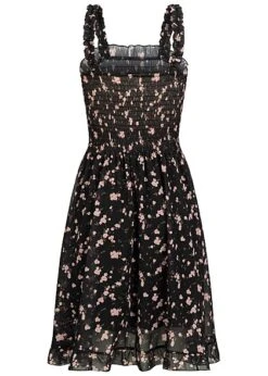 Cloud5ive Damen Träger-Kleid Mit Rüschendetails Und Blumen Print Schwarz -ModeWelt Verkäufe 23036670 2
