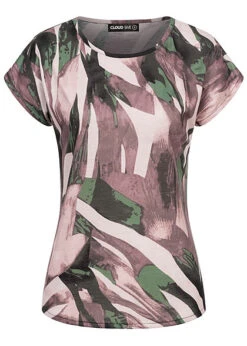 Cloud5ive Damen Viskose T-Shirt Mit Abstrakt Print Rosa