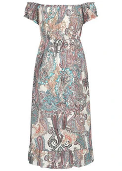 Cloud5ive Damen Longform Kleid Mit Paisley Print Weiss -ModeWelt Verkäufe 23036713 2