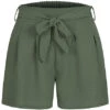Cloud5ive Damen Musselin Shorts Mit Bindegürtel Khaki -ModeWelt Verkäufe 23036731