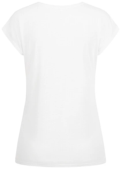 Cloud5ive Damen T-Shirt Mit Beautiful Blätter Print Weiss Gold 4 Cloud5ive Damen T-Shirt Mit Beautiful Blätter Print Weiss Gold – Bild 2