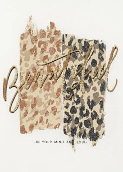 Cloud5ive Damen T-Shirt Mit Beautiful Leo Print Mit Kupfer Details Weiss -ModeWelt Verkäufe 23049014 2