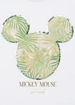 Cloud5ive Damen T-Shirt Mit Disney Mickey Mouse Blätter Print Weiss -ModeWelt Verkäufe 23049020 2