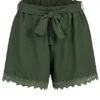 Cloud5ive Damen Musselin Shorts Mit Spitzendetails Und Bindegürtel Military Grün -ModeWelt Verkäufe 23056018