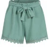 Cloud5ive Damen Musselin Shorts Mit Spitzendetails Und Bindegürtel Grün -ModeWelt Verkäufe 23056019