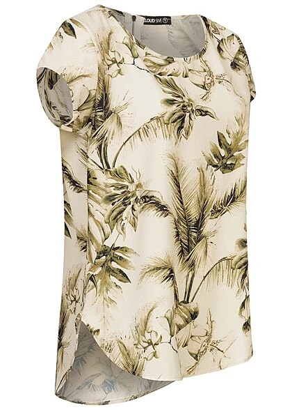 Cloud5ive Damen Struktur Blusen Shirt Mit Zipper Hinten Palmen Print Off Weiss 4 Cloud5ive Damen Struktur Blusen Shirt Mit Zipper Hinten Palmen Print Off Weiss – Bild 2