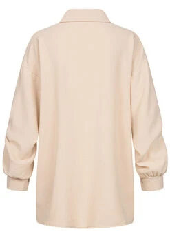 Cloud5ive Damen Musselin Bluse Hemd Mit Knopfleiste Beige -ModeWelt Verkäufe 23066139 3
