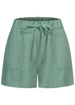 Cloud5ive Damen Musselin Shorts M. Aufgesetzten Taschen Grün