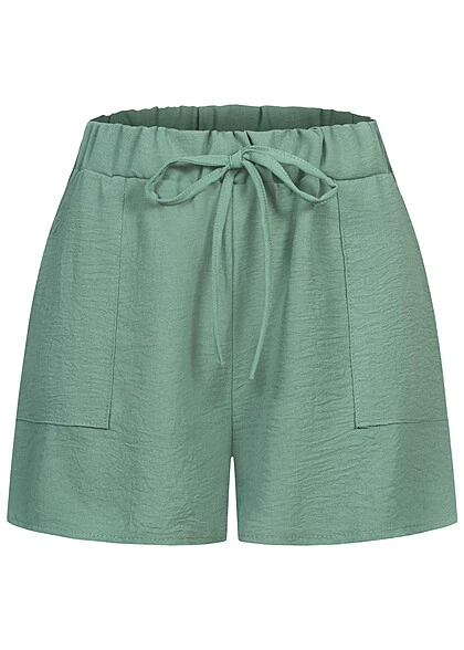 Cloud5ive Damen Musselin Shorts M. Aufgesetzten Taschen Grün 3 Cloud5ive Damen Musselin Shorts M. Aufgesetzten Taschen Grün