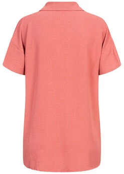 Cloud5ive Damen Musselin Kurzarm Hemd Mit Knopfleiste Und Brusttasche Rose Braun -ModeWelt Verkäufe 23076026 2