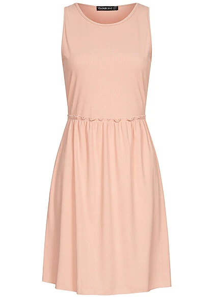 Cloud5ive Damen Ripped Tank Top Kleid Mit Rüschensaum Alt Rosa 3 Cloud5ive Damen Ripped Tank Top Kleid Mit Rüschensaum Alt Rosa